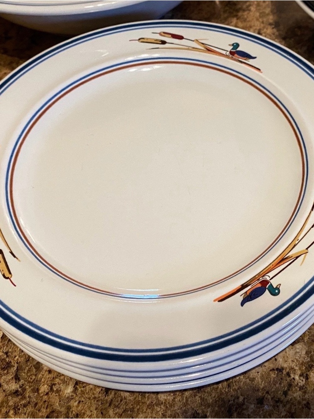 Epoch Pollo Duck Dinner Platter 10.75” Stoneware 80s Vintage Set of 4 - Picture 5 of 7